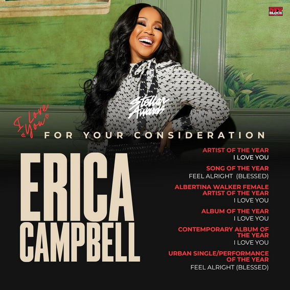 Erica Campbell Receives Six Nominations for 2024 Stellar Awards Naijapage